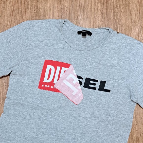 Diesel T-Diego-QA Logo T-Shirt Grey Size Small - Picture 5 of 9